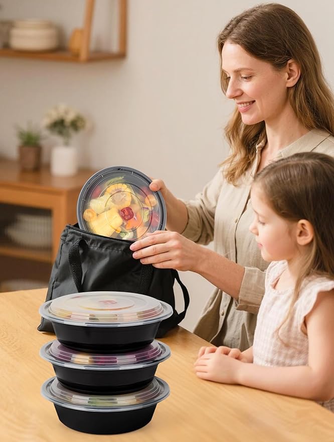 UMT Plastar 32 oz Meal Prep Bowls with Lids, 50 Pack BPA-Free Containers