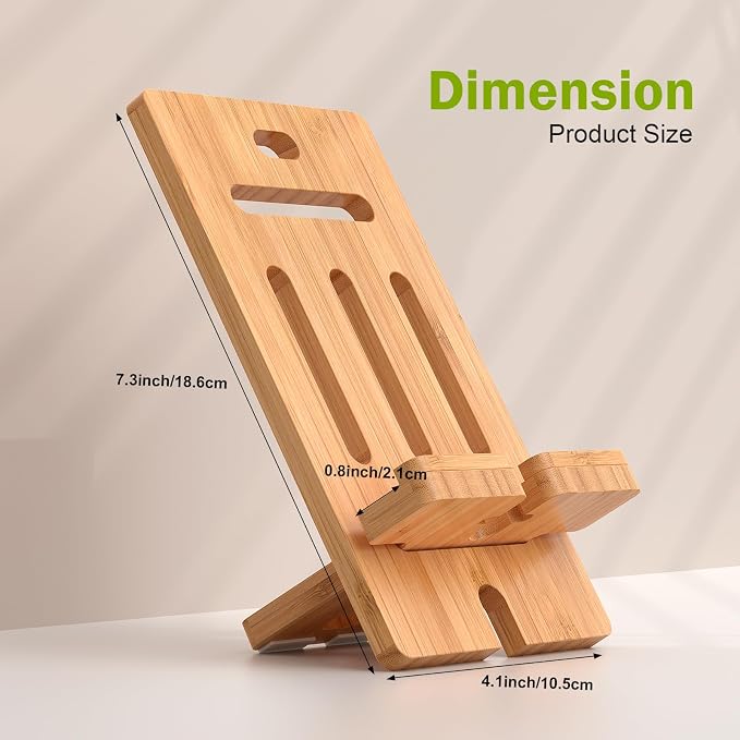 Pezin &amp Hulin Cell Phone Tablet Stand Bamboo Wooden Smartphone Desktop Dock Holder Compatible with Pad Tablet Mini E-Reader (Brown)