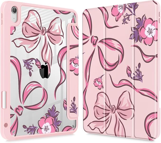 Mektron Case for 2026 iPad Air 11 inch M4 8th (M3 2025 7th /M2 2024 6th) Compatible with iPad Air 10.9 (2022 5th Gen /2020 4th Gen) Shockproof Clear Shell Blue Bows &amp Flowers
