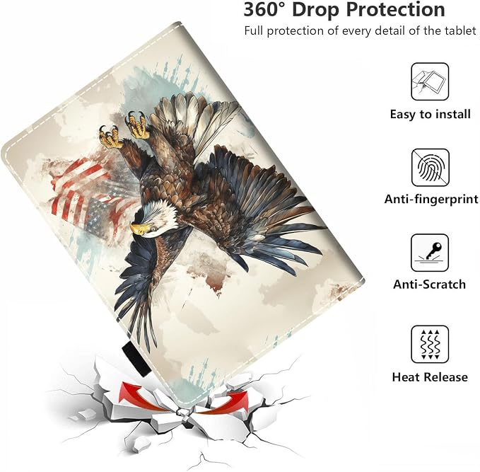 Case for Amazon Kindle Fire HD 10 Tablet 10.1 (9th/7th Generation 2019/2017 Release) - PU Leather Folio Case with Smart Auto Wake/Sleep African American Girl