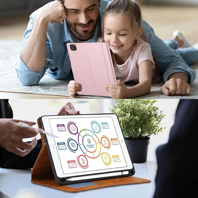 Flip Case for Apple iPad 10.2 9th 8th 7th Generation 2021/2020/2019 Pencil Holder Smart Cover Auto Sleep Wake Protective Documents Pocket Stand Snap Closure Case for iPad 10.2 Inch Black