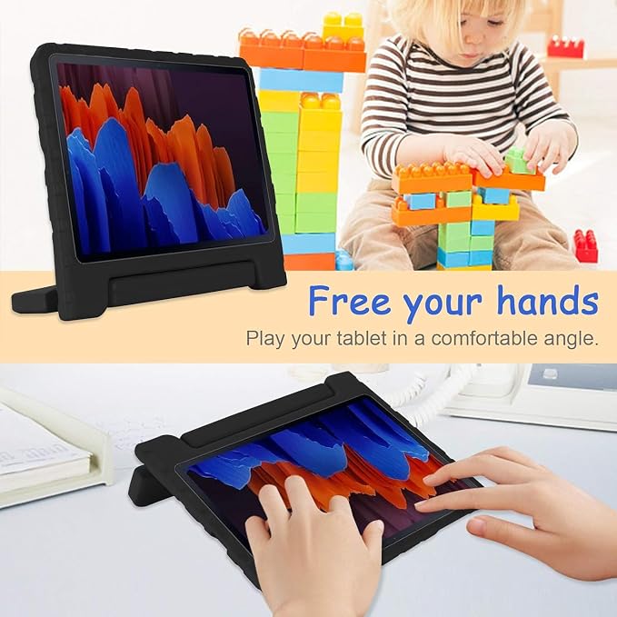Kids Case for Samsung Galaxy Tab S10 FE Plus 13.1 (2025) Techcircle Handle Stand Light EVA Foam Bumper Protective Rugged Drop Protection Child Proof Cover Black