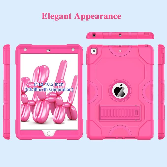 ZoneFoker for iPad 9th Generation Case iPad 8th 7th Generation Case iPad 10.2 Inch 2021/2020/2019 Case Heavy Duty Rugged Shockproof Protective Cover with Kickstand Black