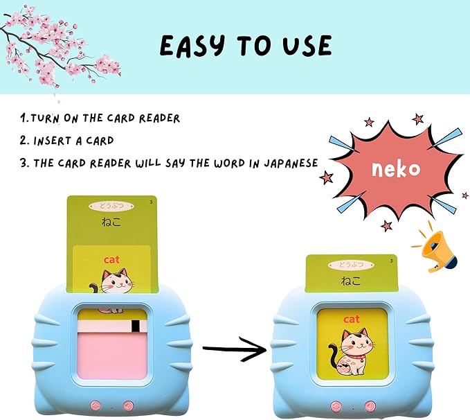 Japanese Talking Flashcards for Kids & Adults - Hiragana Alphabet, Animals, Numbers, Colors, Foods, Family, Nature & More - 112 Double-Sided Cards, Native Speaker - Tot Dojo