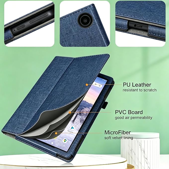 Case for T-Mobile Revvl Tab 2 Tablet - Folio Premium PU Leather Protective Stand Cover with Auto Sleep/Wake Almond Blossom