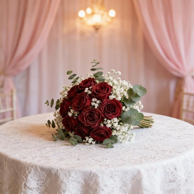 Kimura's Cabin 12pcs Fall Faux Roses Flowers with Stem Vintage Artificial Silk Rose Bouquet Realistic Fake Roses Dried Flower for Valentines Home Centerpiece Wedding Party DIY Decoration (Dark Red)