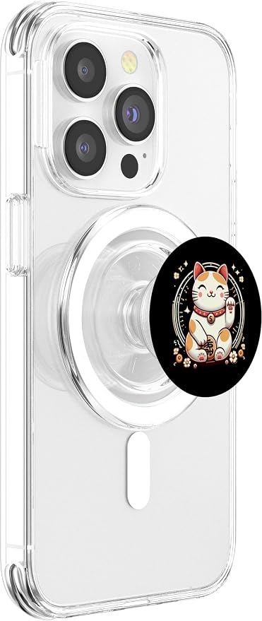 Simplyminal Lucky Cat (Maneki Neko) Design PopSockets Standard PopGrip Black 260027