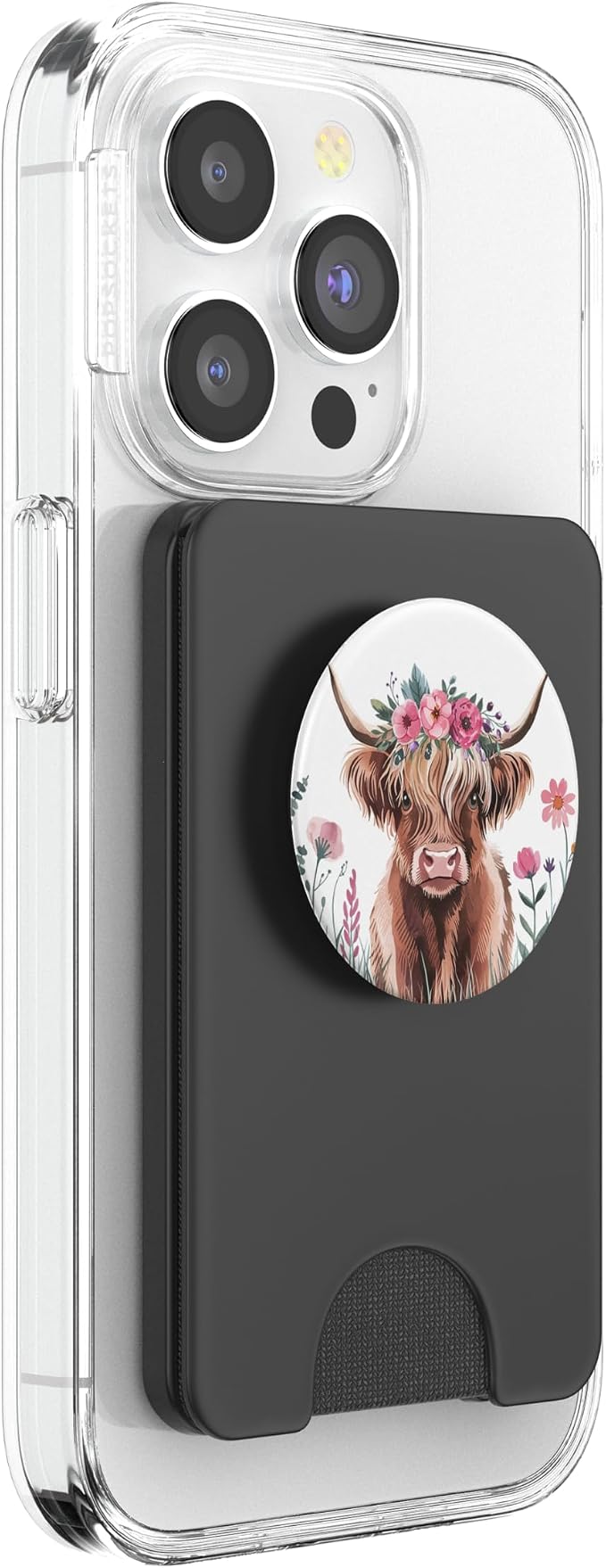 Baby Highland Cow Floral - Adorable Watercolor Farm Art PopSockets Adhesive PopGrip
