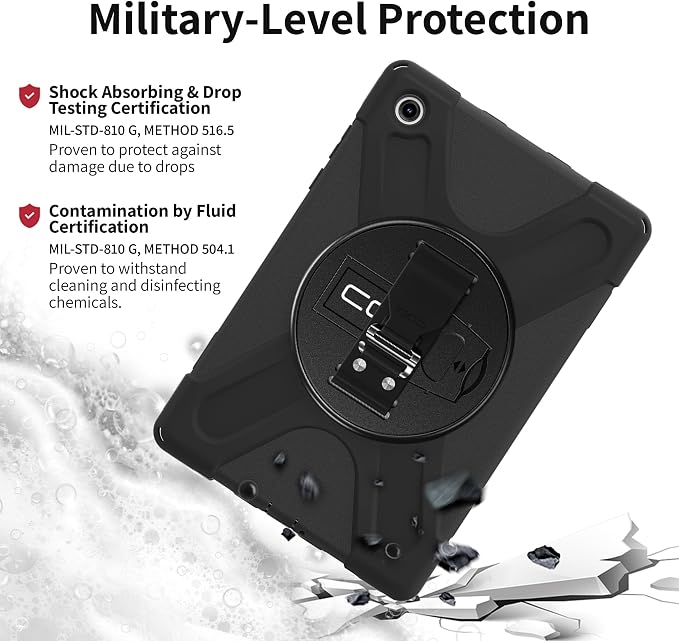 CODi Rugged Case for Samsung Galaxy Tab A11+ with Built-in Screen Protector – 360° Drop Protection MIL-STD-810G Certified Rotating Kickstand Hand Strap &amp Shoulder Strap Heavy Duty Tablet Cover