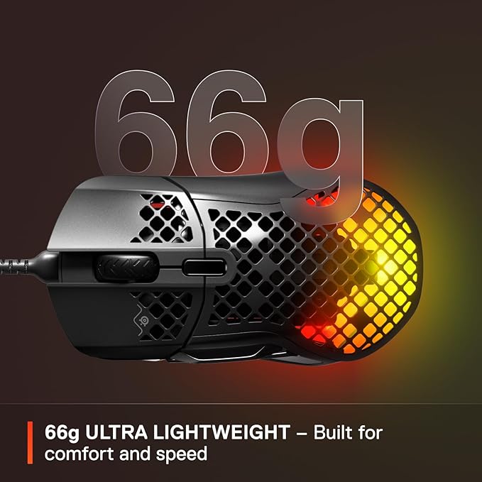 SteelSeries Aerox 5 - Holey RGB Gaming Mouse - Ultra-lightweight Water Resistant Design - 18K DPI TrueMove Air Optical Sensor