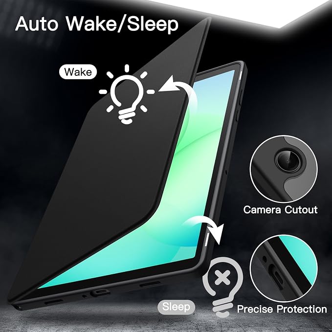 JETech Rotating Case Cover for Samsung Galaxy Tab A11 Plus Black | 360° Rotation Stand Clear Back Design Auto Wake/Sleep Full Protection