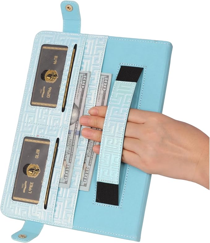 Handbag Case for Samsung Galaxy Tab S10 FE/S9 FE 10.9/S9/S8/S7 11 Techcircle Folio Stand Crossbody Wallet Protective Cover with S Pen Holder &amp Card Slots Hand Strap &amp Shoulder Strap Black
