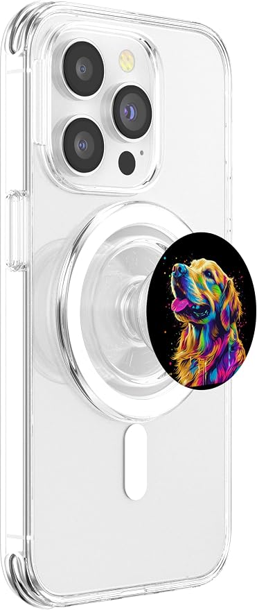 Colorful Pop Art Cute Golden Retriever Dog Portrait PopSockets Adhesive PopGrip