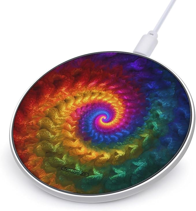 Psychedelic Tie Dye Wireless Charger Portable Charging Pad | LightweightAll Smartphone
