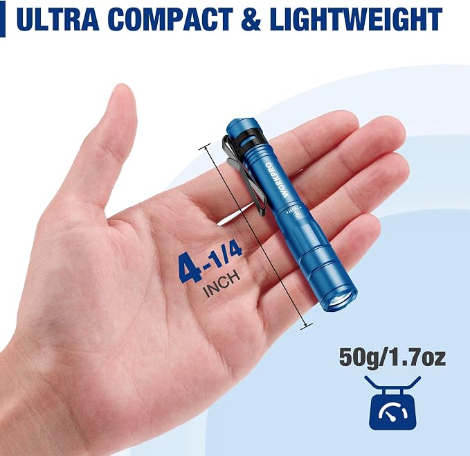 WORKPRO Rechargeable Pen Light 2 Pack Ultra-Compact EDC Flashlight Black | Mini Flashlight Pocket Flashlight with Clip Memory Function and 2 x USB C Cable Included