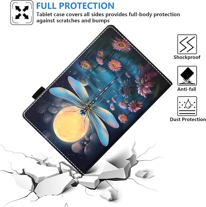 Case for Amazon Kindle Fire 7 Tablet (7 Display 12th Generation 2022 Release) Slim PU Leather Stand Folio Cover with Card Slot &amp Auto Wake Sleep Abstract Paint Butterfly