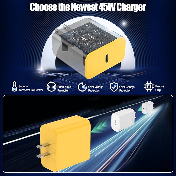 2Pack 65W USB C Charger Block Super Fast Charging Type C Wall Adapter with 3 Port 100W PD Quick Charging for Samsung Galaxy S26/S25 Ultra iPhone 17/16/15 Pro Max iPad Pro/Air &amp MacBook Pro/Air