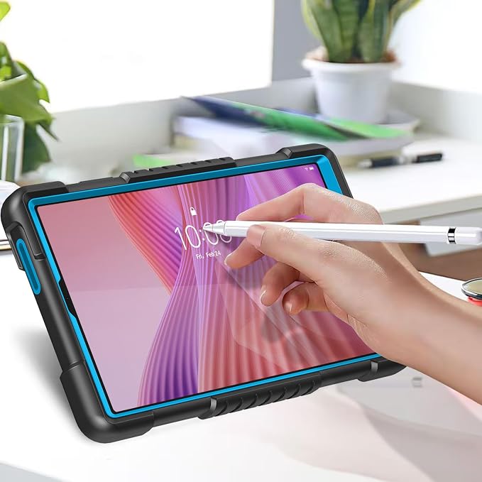 Tablet Case for Lenovo Tab One (TB305FU) 8.7 inch Shockproof Cover | with Tempered Glass Screen Protector &amp Strap &amp Kickstand for Lenovo Tab K9 8.7 inch 2025 (Model: TB305FU) (Black+2Pcs)