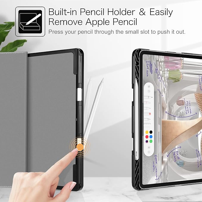 Fintie Multi-Angle Folio Case for iPad Pro 12.9 6th/5th/4th/3rd Generation | Multiple Viewing Angles Pencil Holder &amp Storage Pocket Drop Protection Pencil Charging Auto Sleep/Wake Blooming Hi