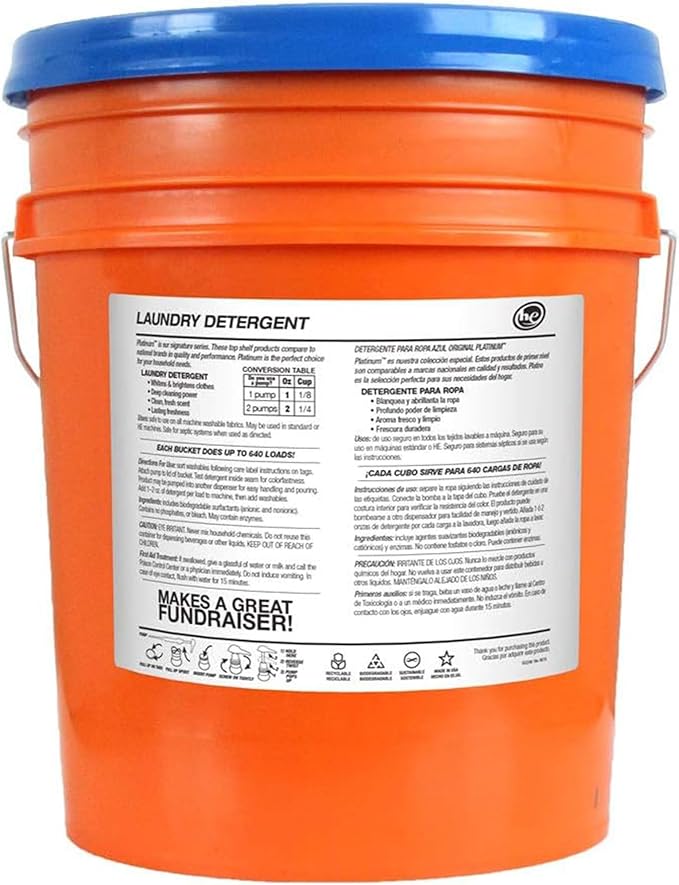 Ultra Fresh 5 Gallon Liquid Laundry Detergent Washing Soap with Spring Fresh Fabric Softener for All Machine Types, 6X Platinum, Up to 640 Loads