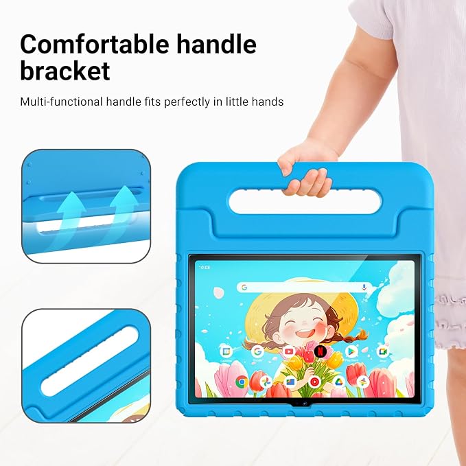Kids Case for Onn 10.1 Tablet 2024 Gen 4(Model:100135925) ShockproofBlack | Lightweight EVA Foam Foldable Handle Stand Precise Cutouts Kid-Friendly For Daily Use