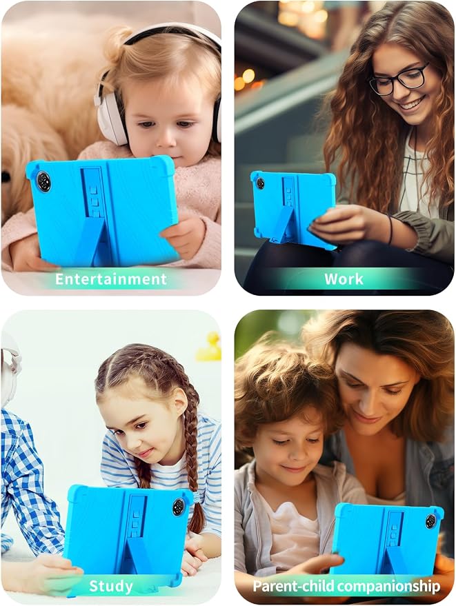 Case for Raemond K80 Tablet 10 Inch Android 15WUNIAK Hollow Back DesignHeat Dissipation Shockproof Lightweight Adjustable Kickstand Silicone Shell&ampKids Friendly Soft CaseBlack