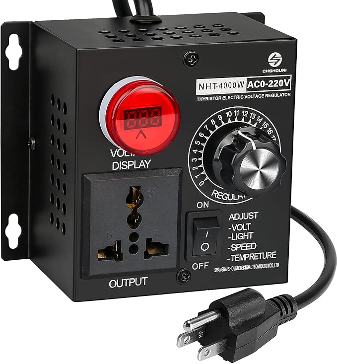 AC Variable Speed Controller, 120V~220V 15A 4000W SCR Voltage Controller for Router Fan Electric Motor Rheostat