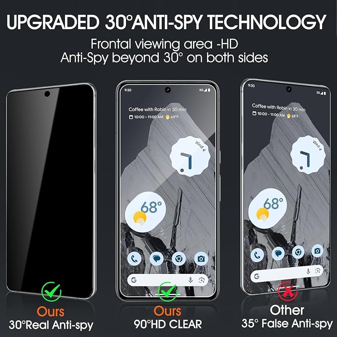 3 Pack Privacy Screen Protector for Google Pixel 10 9H Hardness Anti-Spy Tempered Glass Protection Film Google Pixel 10 6.3 Support Fingerprint Reader Anti-Scratch Case Friendly