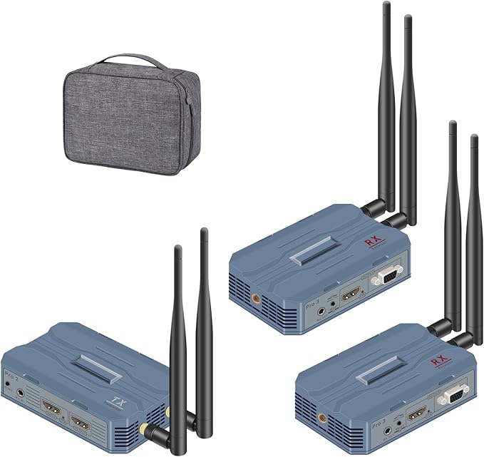 Wireless HDMI Transmitter and 2 Receivers, 4K@30HZ/2K@60HZ/1080P@60HZ，820FT/250M,Loop Out, IR Extend,Speaker，2.4G/5.8G HDMI Wireless Extender，Streaming from STB, DVD, PC,CCTV to TV,Monitor,Proj Remot
