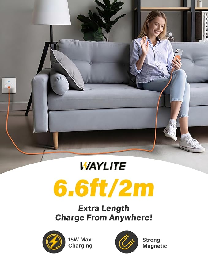 6FT Magnetic Wireless Charger Charging Pad - 15W Fast Mag-Safe Phone Charger for Apple iPhone 17 16 15 14 13 12 Series &amp AirPods 4 3 2 Pro Phone Charging Pad with Plug for Desk &amp Travel 1Pac