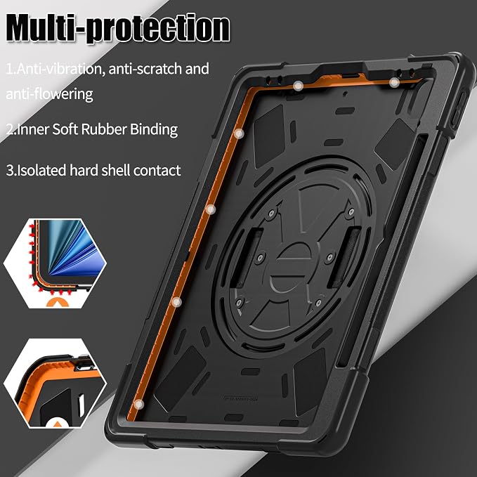 Batianda VortiGrip Case for iPad Air 11 M2/M3/M4 2024-2026 Colorful Blue | Heavy Duty Triple-Layer Rugged Case with 360° Rotating Hand Strap Foldable Hidden Stand Shoulder Strap and Pencil Holder