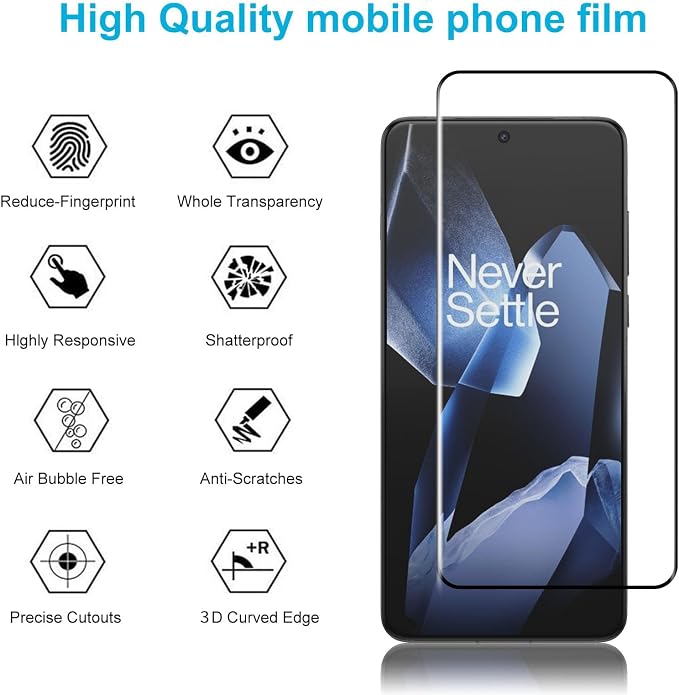 Didisky Screen Protector for Oneplus 9 Pro 3 Pack Tempered Glass Film with 2 Pack Camera Lens Protector Easy to UseScratch-Resistant9H Hardness3D Curved Full Coverage