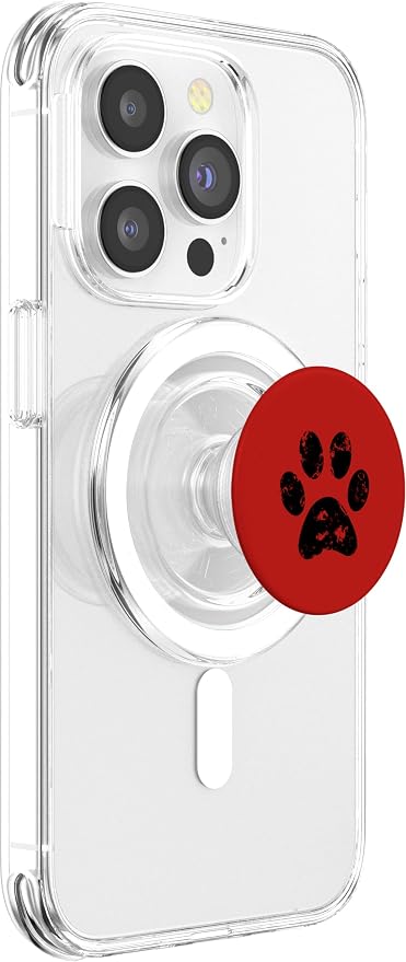 Black Dog Paw Print Red PopSockets Adhesive PopGrip