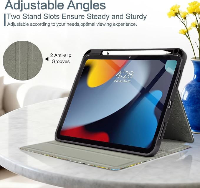 Vimorco Christmas Case for iPad (A16) 11th/10th Gen 11/10.9 inchAntlers | Multi-Angle Viewing Protective Folio Stand Shockproof CoverPencil HolderSupport Touch IDAuto Wake/SleepEssential Gift