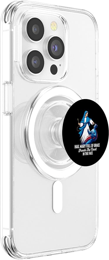 Hail Mary Full of Grace Punch the Devil in the Face Catholic PopSockets MagSafe PopGrip for iPhone