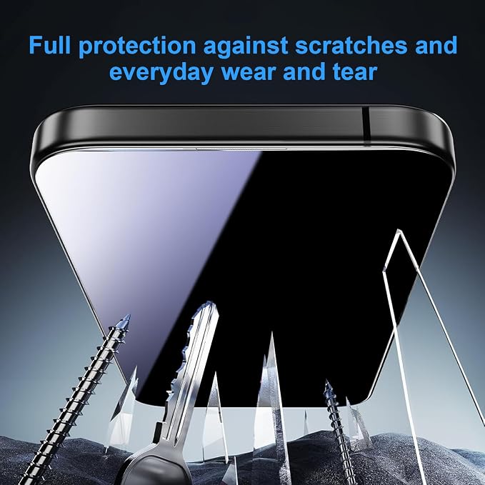 OneFish Screen Protector for iPhone 13 Pro Max / 14 Plus Privacy 4-Way 360° Anti-Spy Tempered Glass 9H Hardness HD Clear Anti-Fingerprint 3D Curved Edges Case-Friendly &amp Easy Installation