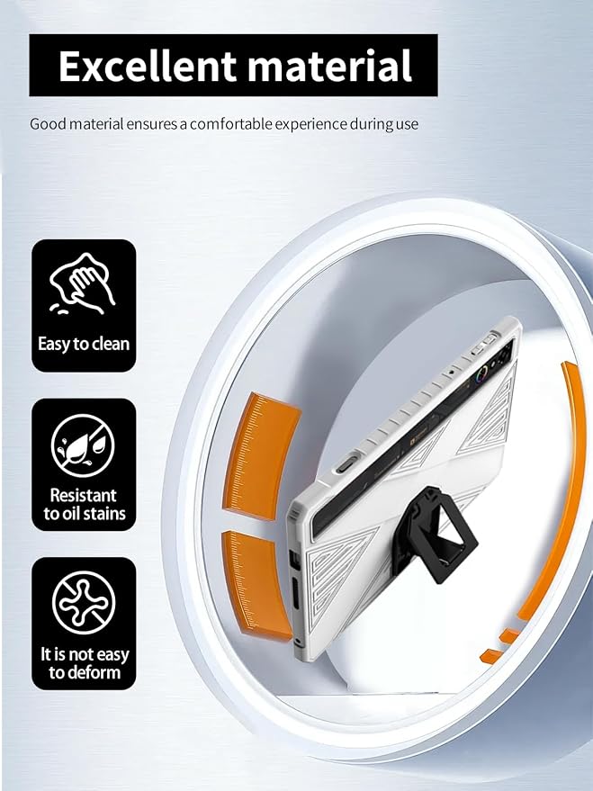 Clear Case for REDMAGIC Astra Gaming TabletWUNIKA Gaming Style Bracket Anti-Drop Design Durable Protection Silicone Rubber TPU+PC Cover (White).