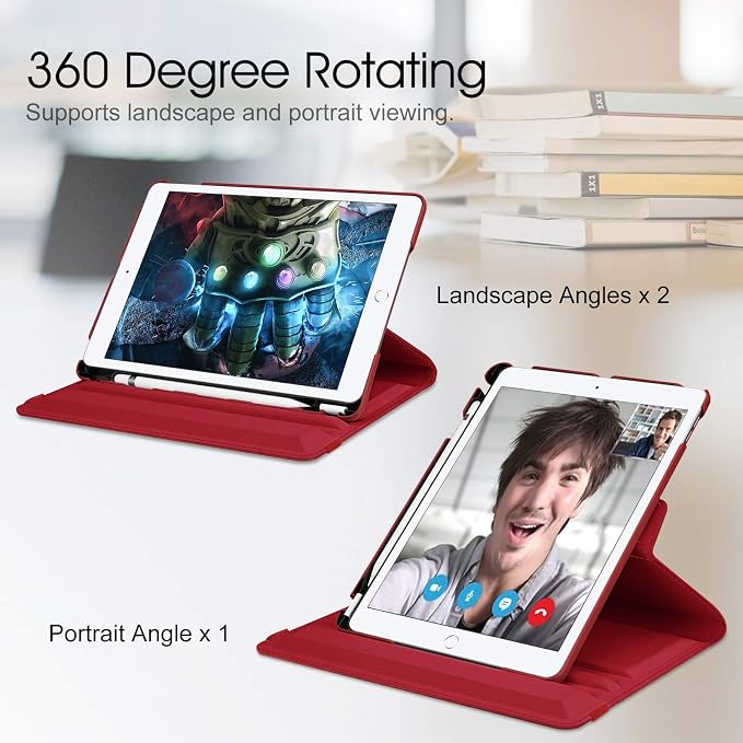 Fintie 360° Rotating Case for iPad 9th / 8th / 7th Generation 10.2 Inch | Swivel Stand Portrait &amp Landscape Viewing Shockproof Cover with Pencil Holder Auto Wake/Sleep Aqua Wave