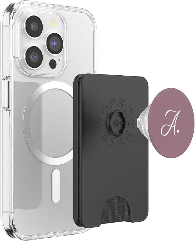 Mauve Cute Letter A Initial Heart Monogram PopSockets Adhesive PopGrip
