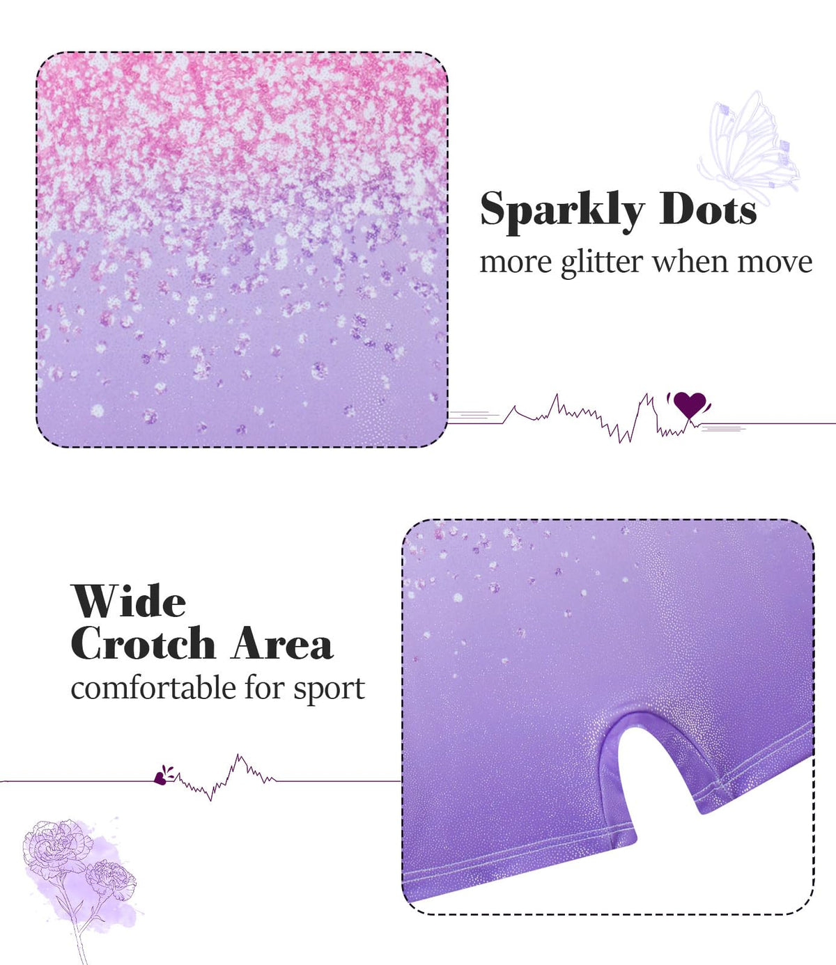 Vogseek Toddler Girls Gymnastics Leotards 3t 4t 2PC Blue Purple Sparkle Dots Ballet Dancewear Biketards Sets with Matching Hairs Scrunchie Drift Quick Dry Activewear Unitards