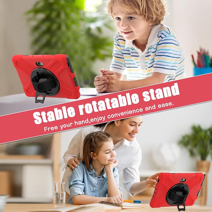 Samsung Galaxy Tab Active5/Active 3 8.0 Case with 360 Stand Handle Hand Strap &amp Shoulder Strap for Galaxy Tab Active5 8 2024 X300/X307 Active3 8 2020 T570/T575/T577 (Black)