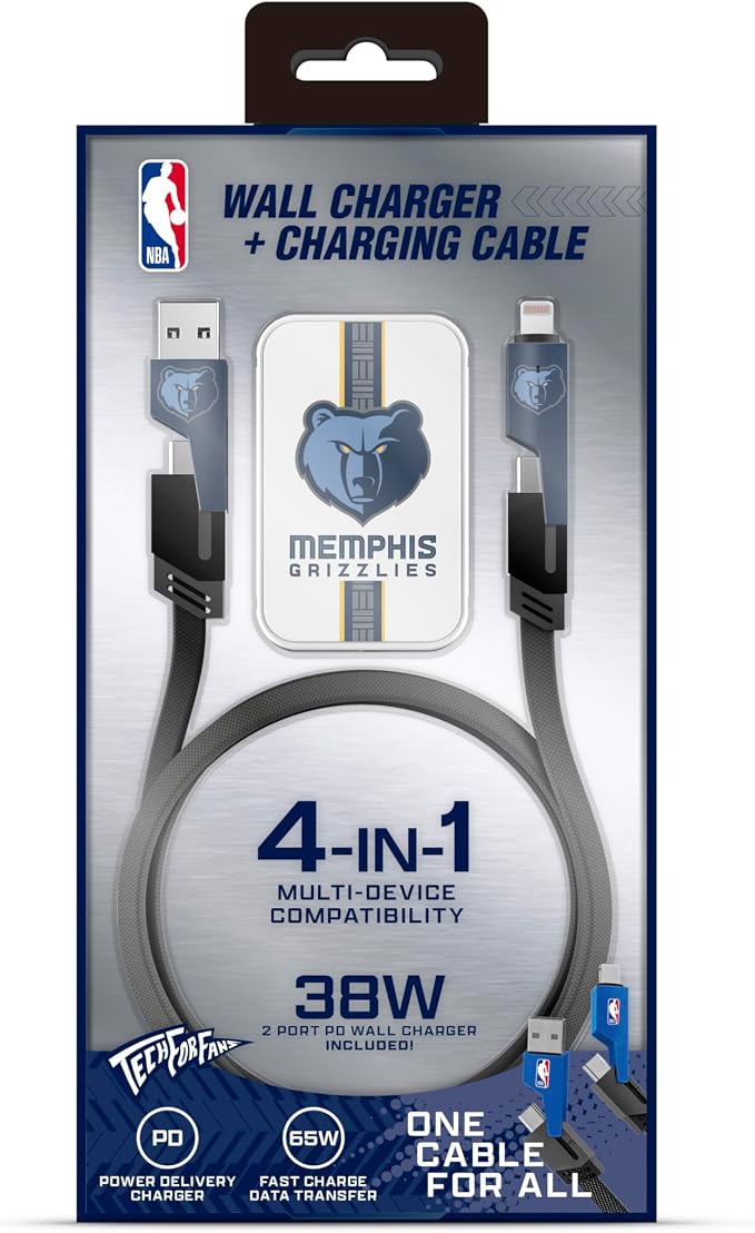 SOAR NBA Slim Wall Charger and 4 In 1 Multi Charging Cable