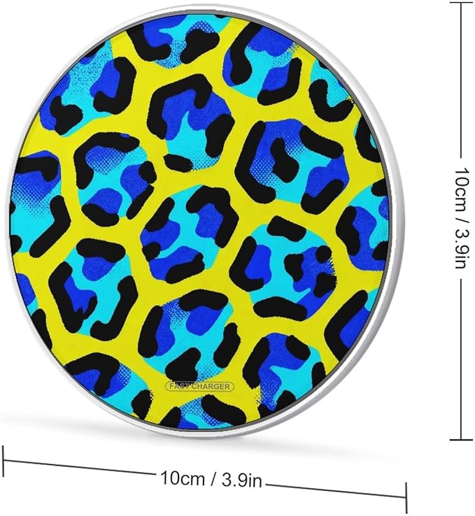 Blue Leopard Stripe Wireless Charger Fast Charging Pad | Anti-Slip Qi Certified Wireless Charging Pad for All Phones with Wireless Charging Function for Home Office Travel