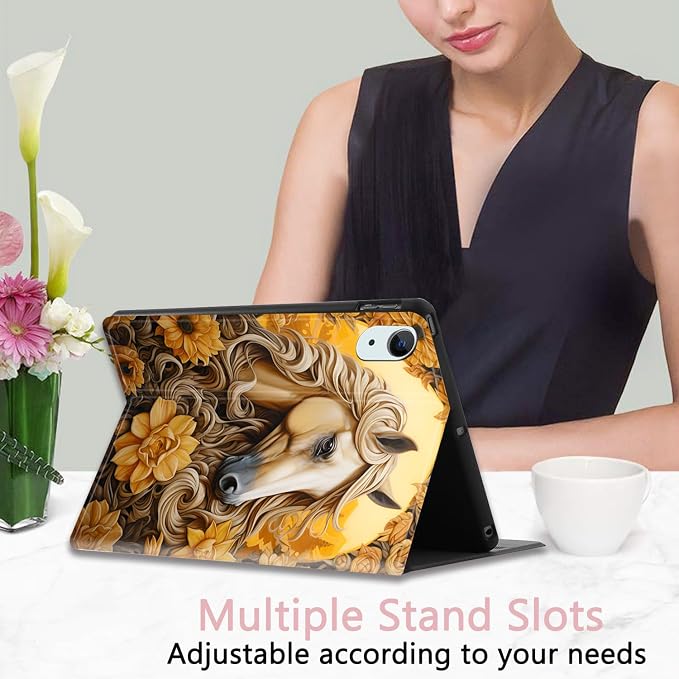 Case for iPad Pro 13 Inch M4 (2024) Slim Multi-Angle Smart Stand Cover with Automatic Sleep/Wake Function for iPad Pro 13 Inch Art Dragonfly