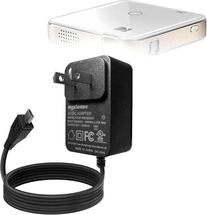 BoxWave Charger Compatible with Kodak Luma 150 Portable Wireless Projector - Wall Charger Direct (15W) Rapid Charge Your Device with Built-in 3ft Cable