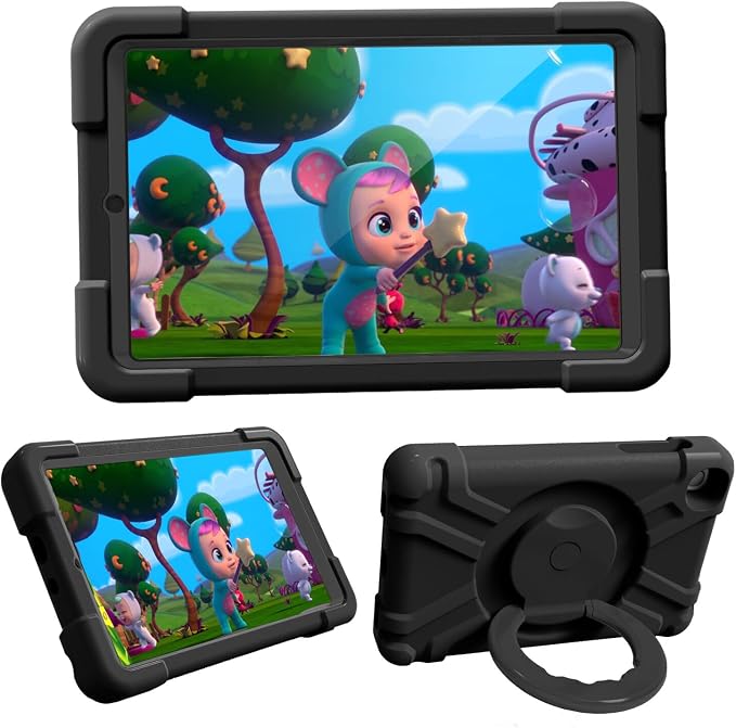 AKABEILA Compatible with Amazon Fire HD 8 2020/2022 Tablet Case，Rugged Kids Case with Stand Lightweight Shockproof Kids Friendly Tablet Cover Black