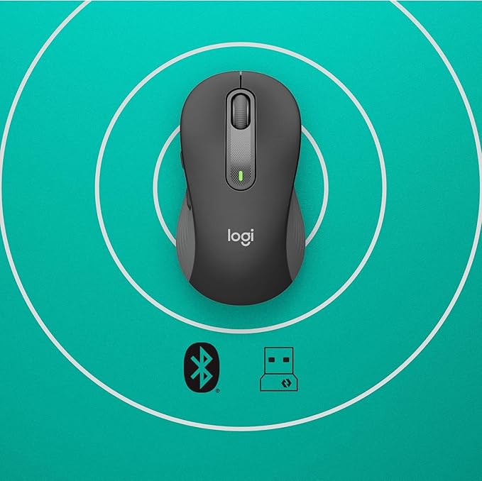 Logitech Signature M650 L Full Size Wireless Mouse - for Large Sized Hands, Silent Clicks, Customizable Side Buttons, Bluetooth, Multi-Device Compatibility (Graphite) (Renewed)