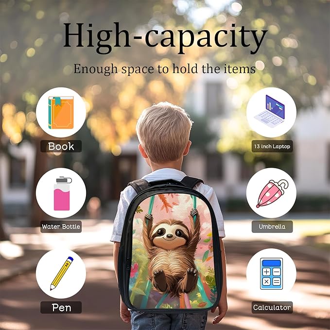 Cute Sloth Backpack Set 3 Piece School Bags and Lunch Box with Pencil Case Sloth Animal Bookbag Set for Toddler Kids Girls Boys Teens Kindergarten Elementary Middle