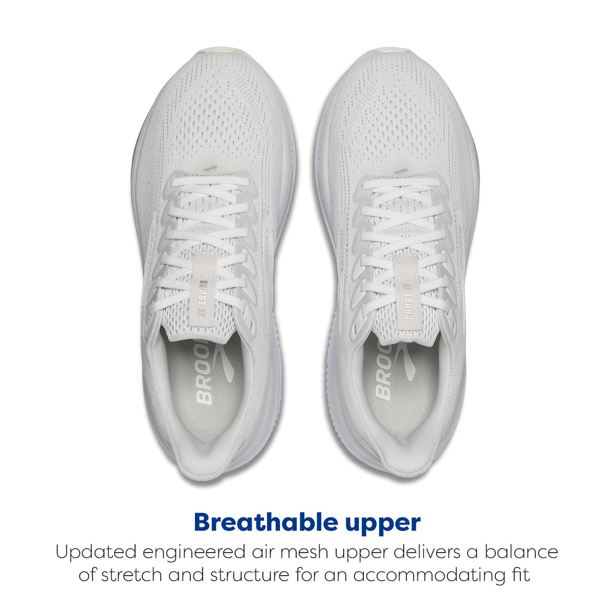 Brooks Women’s Ghost 17 Neutral Running Shoe - White/White/Grey - 10 Medium