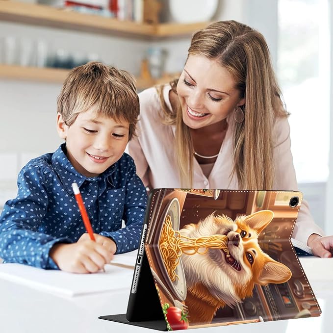 Case for iPad (A16) 11th Generation 11 Inch (2025) for iPad 10th Generation 10.9 Inch (2022) Slim Folding Stand Cover with Auto Wake/Sleep Corgi Dog Eating Ramen 2